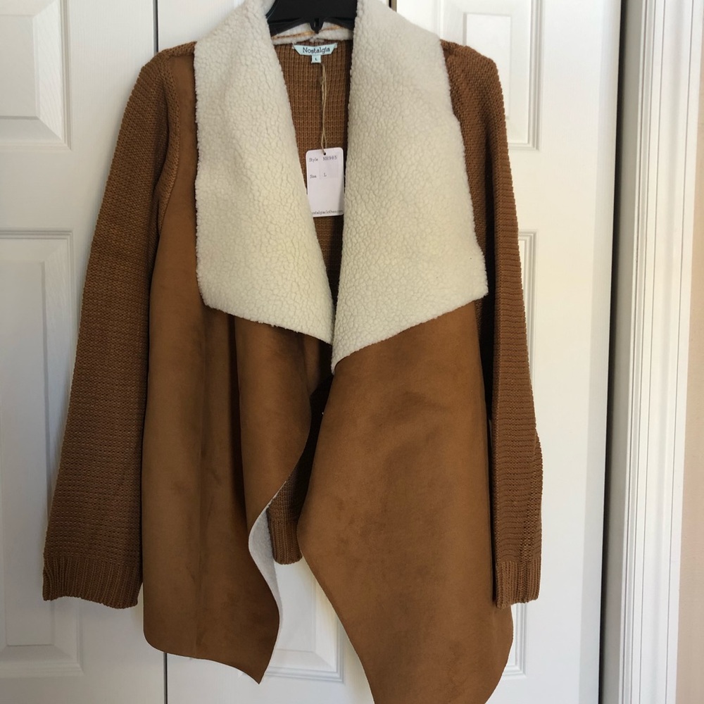 NWT large Sherpa faux suede blazer/jacket